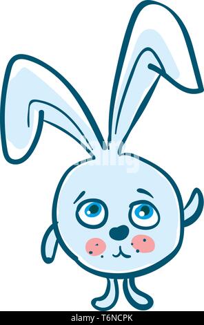 Un lapin bleu triste avec des yeux bleus et roses chin vector dessin en couleur ou de l'illustration Illustration de Vecteur