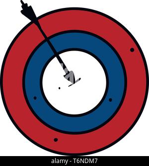 D'un clipart rouge bleu et blanc couleur bullseye le centre de la cible en tir abattu par une flèche noire vector dessin en couleur ou de l'illustration Illustration de Vecteur