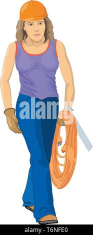 Female Construction Worker Vector Illustration Illustration de Vecteur
