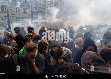 Paris, France. 1er mai 2019. La démonstration du premier mai Journée internationale du travail, le 1 mai 2019 à Paris, France. Banque D'Images