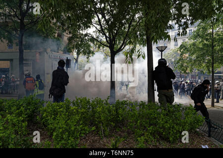 Paris, France. 1er mai 2019. La démonstration du premier mai Journée internationale du travail, le 1 mai 2019 à Paris, France. Banque D'Images