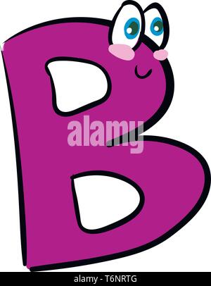 Une couleur rose 2002, créature ou figurine représentant l'alphabet B avec deux yeux bleus a un sourire fermé tournant jusqu'à la joue co vecteur Illustration de Vecteur