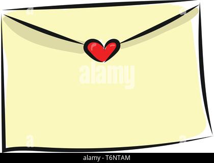 Peinture d'une lettre ou une enveloppe scellée avec un cœur rouge symbolise l'amour vector dessin en couleur ou de l'illustration Illustration de Vecteur