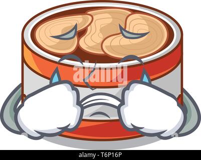 Pleurer les conserves de thon dans la forme de dessin animé Illustration de Vecteur