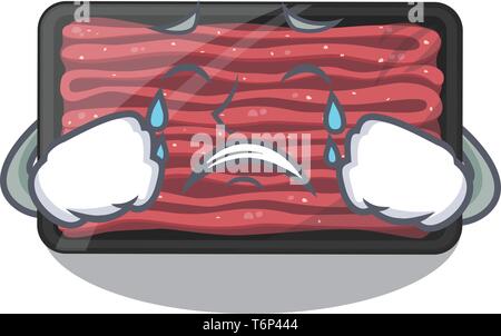 Pleurer la viande hachée dans la caricature d'un réfrigérateur Illustration de Vecteur