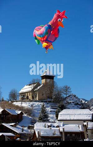 Ballon à air chaud spécialement formés, Montgolfiade 2009 à Chateau d'Oex, Suisse, Europe Banque D'Images