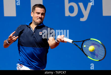 Munich, Allemagne. 09Th Mai, 2019. Tennis : ATP-Tour - Munich, des célibataires, des hommes, 2ème tour : Pella (Argentine) - Daniel (Japon). Guido Pella en action. Crédit : Sven Hoppe/dpa/Alamy Live News Banque D'Images