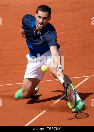 Munich, Allemagne. 09Th Mai, 2019. Tennis : ATP-Tour - Munich, des célibataires, des hommes, 2ème tour : Pella (Argentine) - Daniel (Japon). Guido Pella en action. Crédit : Sven Hoppe/dpa/Alamy Live News Banque D'Images