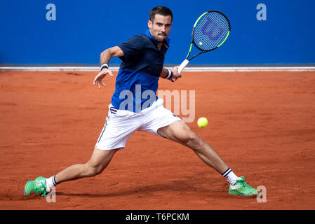 Munich, Allemagne. 09Th Mai, 2019. Tennis : ATP-Tour - Munich, des célibataires, des hommes, 2ème tour : Pella (Argentine) - Daniel (Japon). Guido Pella en action. Crédit : Sven Hoppe/dpa/Alamy Live News Banque D'Images