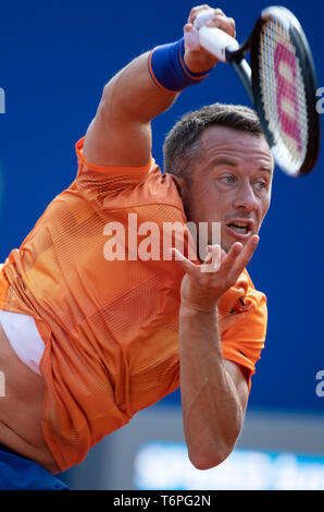 Munich, Allemagne. 09Th Mai, 2019. Tennis : ATP-Tour - Munich, des célibataires, des hommes, 2ème tour : Commentaires (Allemagne) - Khachanov (Russie). De Commentaires en action. Crédit : Sven Hoppe/dpa/Alamy Live News Banque D'Images