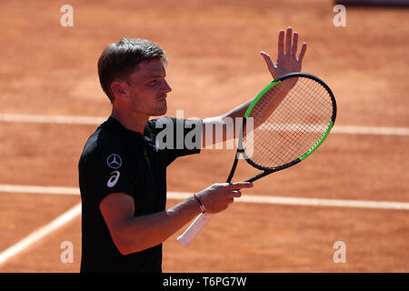 Estoril, Portugal. 2 mai, 2019. David Goffin de Belgique fête sa victoire sur Joao Sousa du Portugal pendant le Millénium, l'Estoril Open - Day 4 - tournoi de tennis ATP 250 de Tenis du Clube do Estoril à Estoril, Portugal le 2 mai 2019. Crédit : Pedro Fiuza/ZUMA/Alamy Fil Live News Banque D'Images