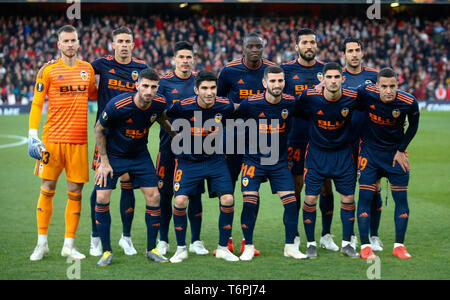 Londres, Royaume-Uni. 02 mai, 2019 ValenciaTeam au cours de l'UEFA Europa League Semi- finale 1ère manche entre Arsenal et Valence au Emirates Stadium , , Londres, Royaume-Uni le 07 mai 2019. Action Sport Crédit Photo Banque D'Images