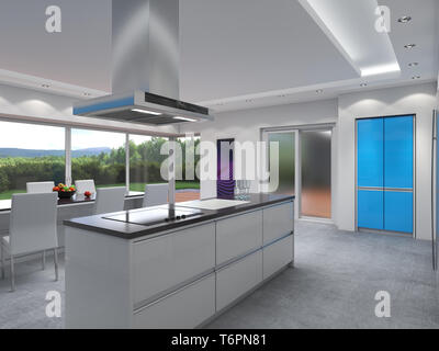 Cuisine moderne de rendu 3D Banque D'Images
