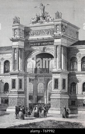 Porte de l'Exposition Universelle de 1855, Exposition Internationale, Champs-Elysées, Paris illustration historique, France Banque D'Images