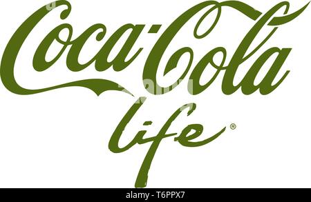 Coca-Cola green life logo, identité visuelle, lettrage, facultatif, fond blanc, Allemagne Banque D'Images