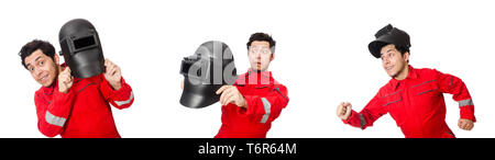 Soudeur drôle isolated on white Banque D'Images