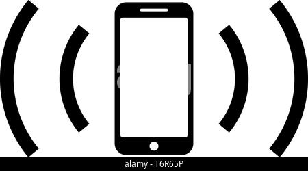 Smartphone Blackberry émet des ondes radio émettant des ondes sonores concept vagues icon noir vector illustration couleur style plat simple image Illustration de Vecteur