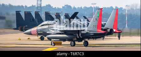 Mcdonald Douglas F-15E Strike Eagle dans des couleurs du patrimoine. Cet avion est à partir de la 494e Escadron tactique de chasse, 48e FW à RAF Lakenheath, Banque D'Images