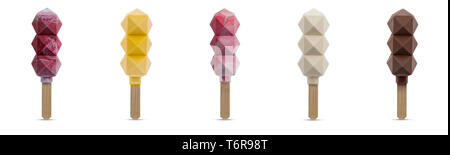 La crème glacée et les popsicles isolé sur fond blanc. cuisine moléculaire. la crème glacée sur un bâton. la crème glacée faite avec de l'azote Banque D'Images