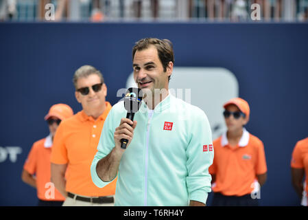 Dernier match à l'Open de Miami présenté par Itau au Hard Rock Stadium le 31 mars 2019 à Miami Gardens, en Floride. Avec : Roger Federer Où : Miami Gardens, Florida, United States Quand : 31 mars 2019 Credit : Johnny Louis/WENN.com Banque D'Images