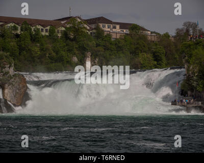 Chutes du Rhin en Suisse début printemps Banque D'Images