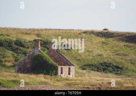 Maison en pierre en ruine le long de la côte de Fife en Crail. L'Écosse, au Royaume-Uni. Banque D'Images