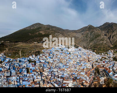 Vue aérienne de la ville bleue Chefchaouen Banque D'Images