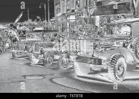 Festival de la quarantaine de Colwyn Bay, Pays de Galles. Les images ont un effet Chrome Banque D'Images