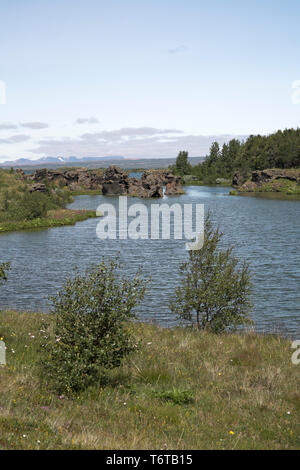 Les affleurements de roches volcaniques dans la baie de Reykjavik Islande Juillet 2009 Banque D'Images