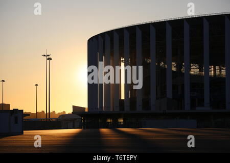 Stadium à Nizhny Novgorod dans le coucher du soleil Banque D'Images