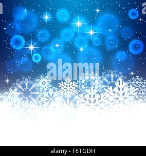 Résumé fond de Noël. Les flocons de neige, ciel de nuit. Illustration de Vecteur