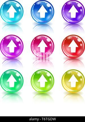Ensemble d'icônes colorées avec des flèches sur fond blanc. Illustration de Vecteur