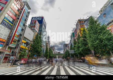 Tokyo, Taito-Ku, Akihabara - Août 13, 2017 : Akihabara Electric Town Annonces Bilboard colorés Banque D'Images