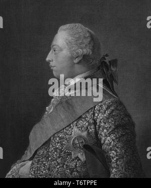 Portrait gravé de George William Frederick, George III du Royaume-Uni, roi de la Grande-Bretagne, la France et l'Irlande, 1754. À partir de la Bibliothèque publique de New York. () Banque D'Images