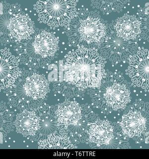 L'est transparente avec motif vecteur ornement flocon mandala en hiver en décembre pour les vacances de Noël et du nouvel an, blanc sur un fond bleu f Illustration de Vecteur