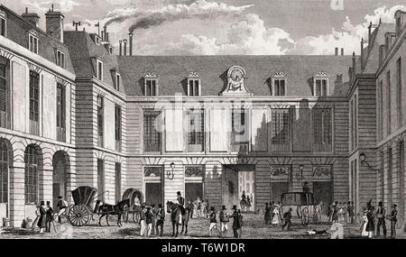 General Post Office, Rue Roussillon, Paris, antique print, 1831 gravée en acier Banque D'Images