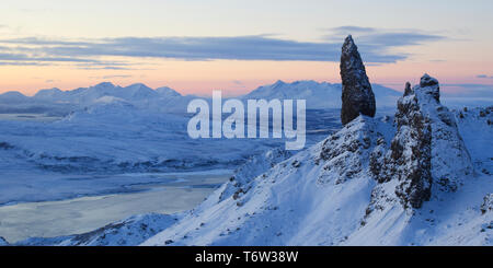 Vieil Homme de Storr en hiver, l'île de Skye Banque D'Images