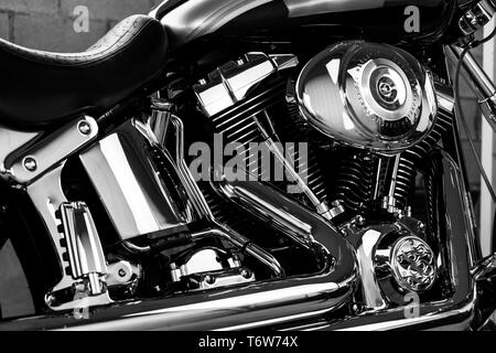 Moto Harley Davidson, noir &blanc. Banque D'Images