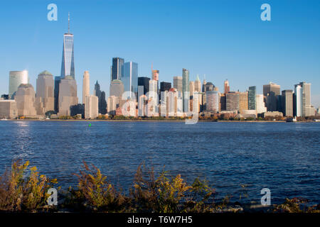 Vue de New York Waterway et World Financial Center du Liberty State Park à Jersey City, New Jersey Banque D'Images