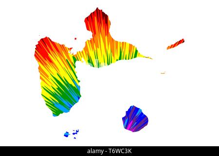 Guadeloupe - site est conçu rainbow abstract colorful pattern, la Guadeloupe map made of color explosion, Illustration de Vecteur