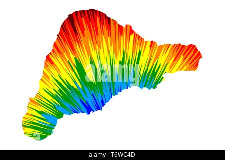 L'île de Pâques - carte est conçu rainbow résumé motif coloré, Rapa Nui map made of color explosion, Illustration de Vecteur