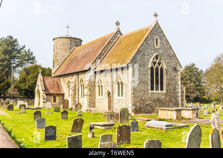 L'église Sainte-Marie, Burnham Market, Norfolk. Achurch à Norfolk avec un flinted round tower. Banque D'Images