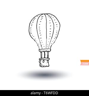 Steampunk vintage hot air balloon, hand drawn vector illustration. Illustration de Vecteur