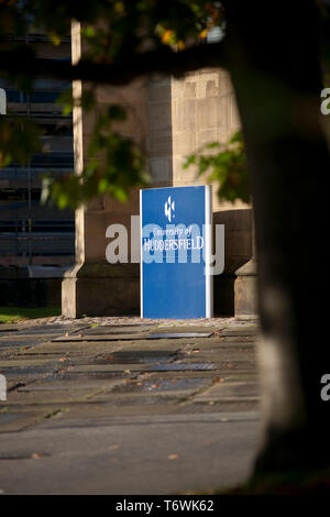 Huddersfield, West Yorkshire, Royaume-Uni, octobre 2013, l'affichage à l'Université de Huddersfield Banque D'Images