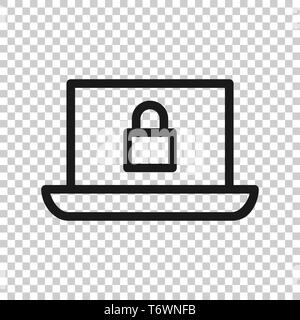 L'icône de la cybersécurité dans le style transparent. Cadenas verrouillé vector illustration sur fond isolé. Concept d'entreprise ordinateur portable. Illustration de Vecteur