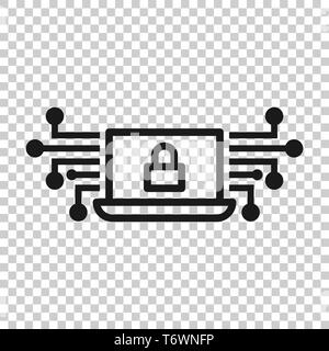 L'icône de la cybersécurité dans le style transparent. Cadenas verrouillé vector illustration sur fond isolé. Concept d'entreprise ordinateur portable. Illustration de Vecteur