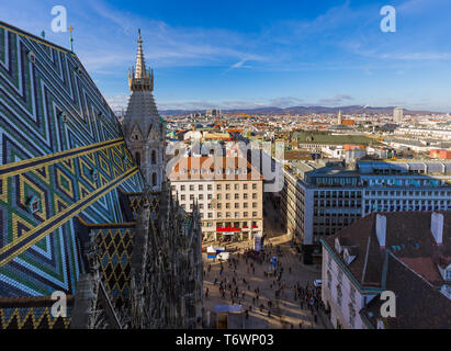 Vue depuis la cathédrale Saint Stephan à Vienne Autriche Banque D'Images