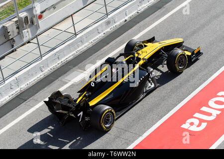 Barcelone, Espagne. 5 mars 2019 - Guanyu Zhou de la Chine avec 7 courses virtuoses uni sur la voie au cours de la première journée de la Fia F2 Test de pré-saison au circuit de Banque D'Images