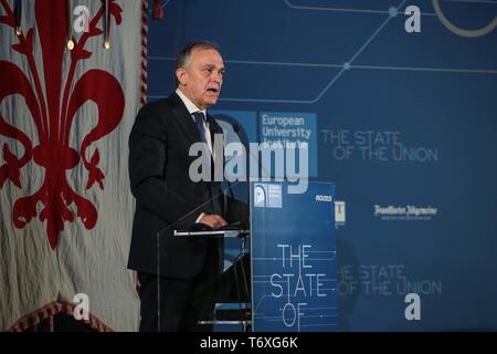 Le Palazzo Vecchio, le deuxième jour de l'état de l'Union européenne 2019 sur la photo le président de la Région Toscane, Enrico Rossi (Claudio Fusi/Fotogramma, Florence - 2019-05-03) p.s. la foto e' utilizzabile nel rispetto del contesto dans cui e' stata scattata, e senza intento del diffamatorio decoro delle persone rappresentate Banque D'Images