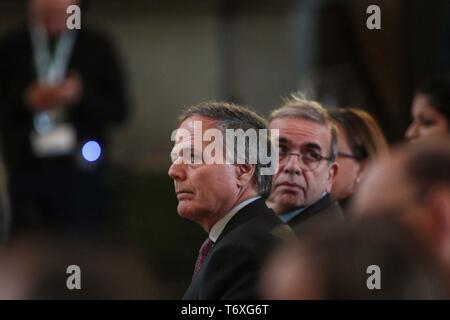 Le Palazzo Vecchio, le deuxième jour d'état de l'Union 2019 dans l'image, le ministre des Affaires étrangères Enzo Moavero Milanesi (Claudio Fusi/Fotogramma, Florence - 2019-05-03) p.s. la foto e' utilizzabile nel rispetto del contesto dans cui e' stata scattata, e senza intento del diffamatorio decoro delle persone rappresentate Banque D'Images